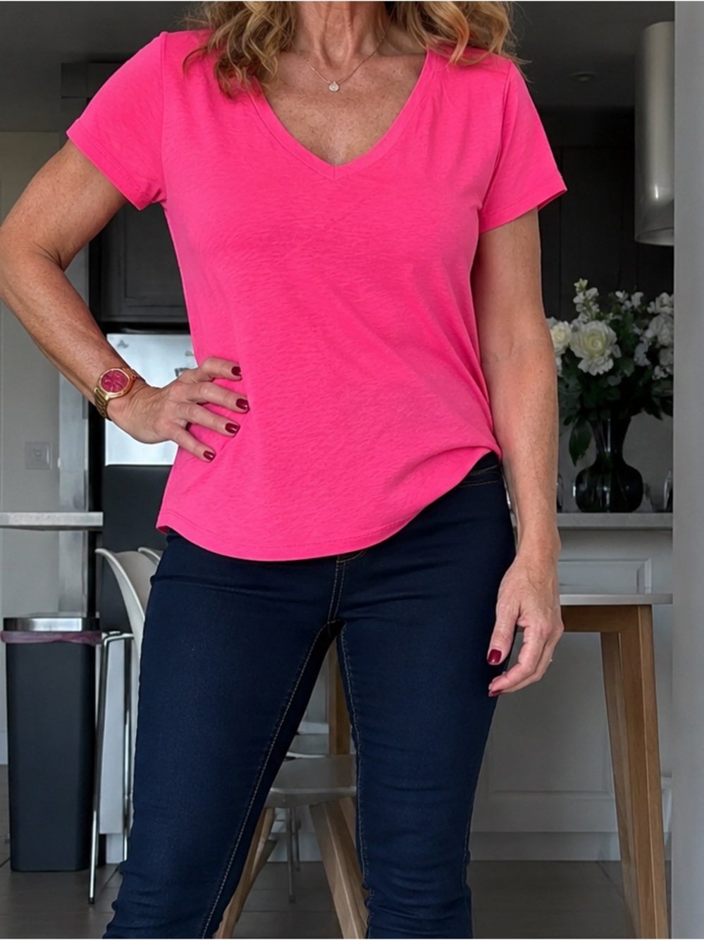 Universal Thread Neon Pink V-Neck Top